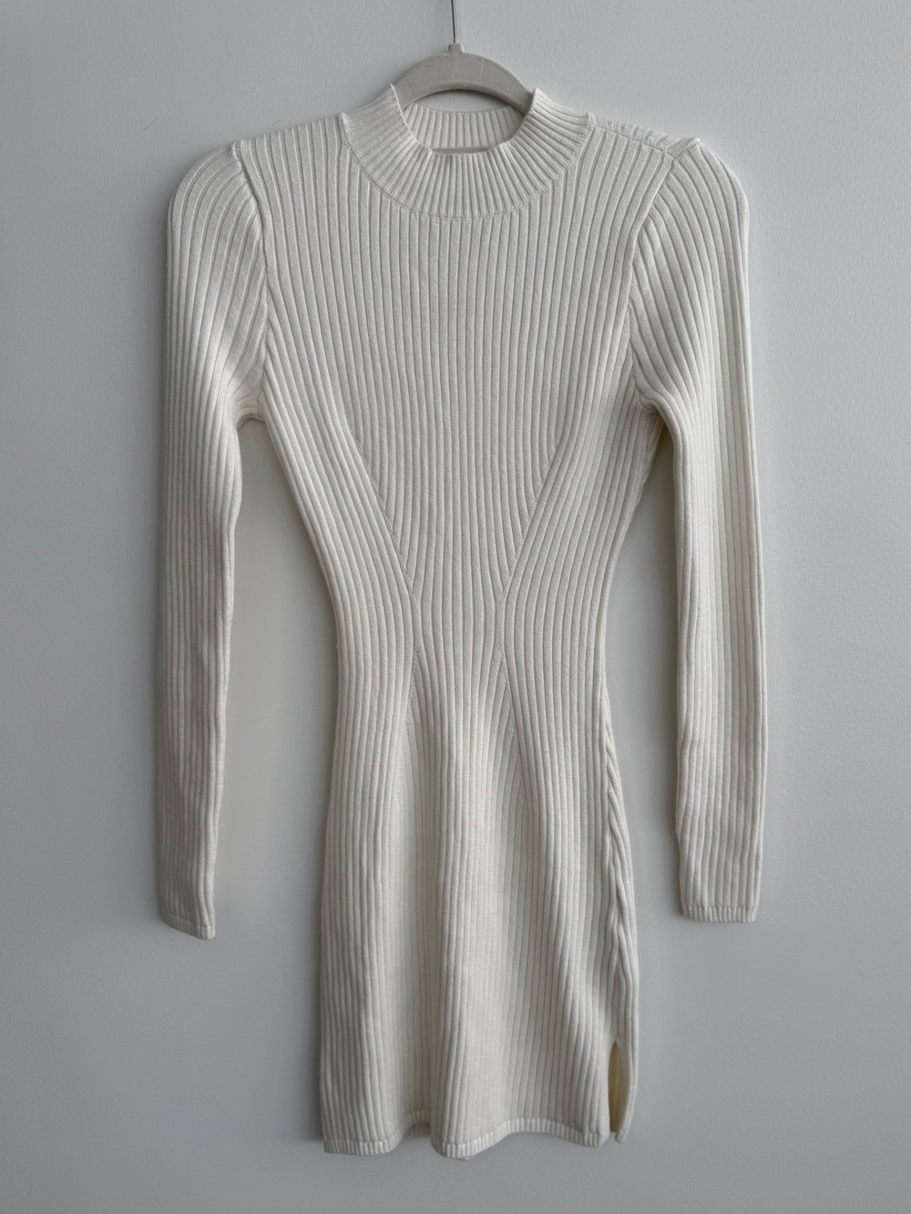 Hollister Cream Ribbed Long Sleeve Bodycon Dress NWOT
